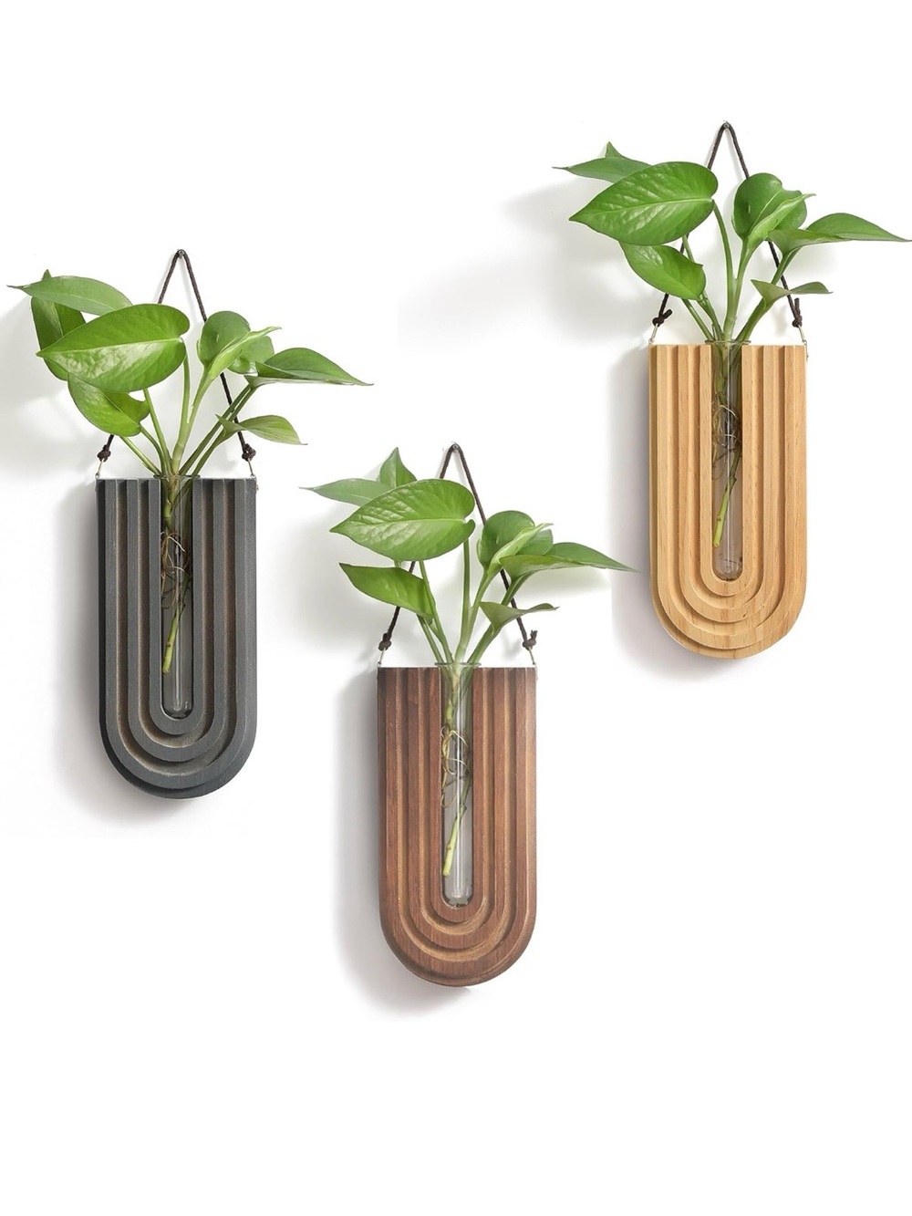 Wood Planter Indoor Propagation Station Wooden Hanging Vase wall art no glass